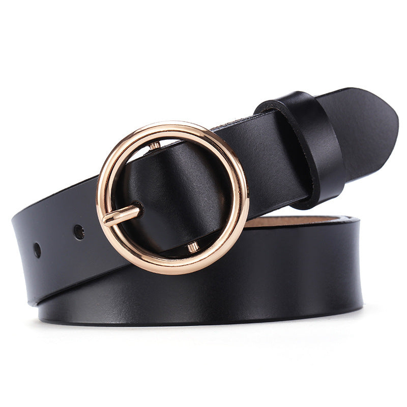 Round Buckle Belt Women Leather Korean Version Belt Limorista