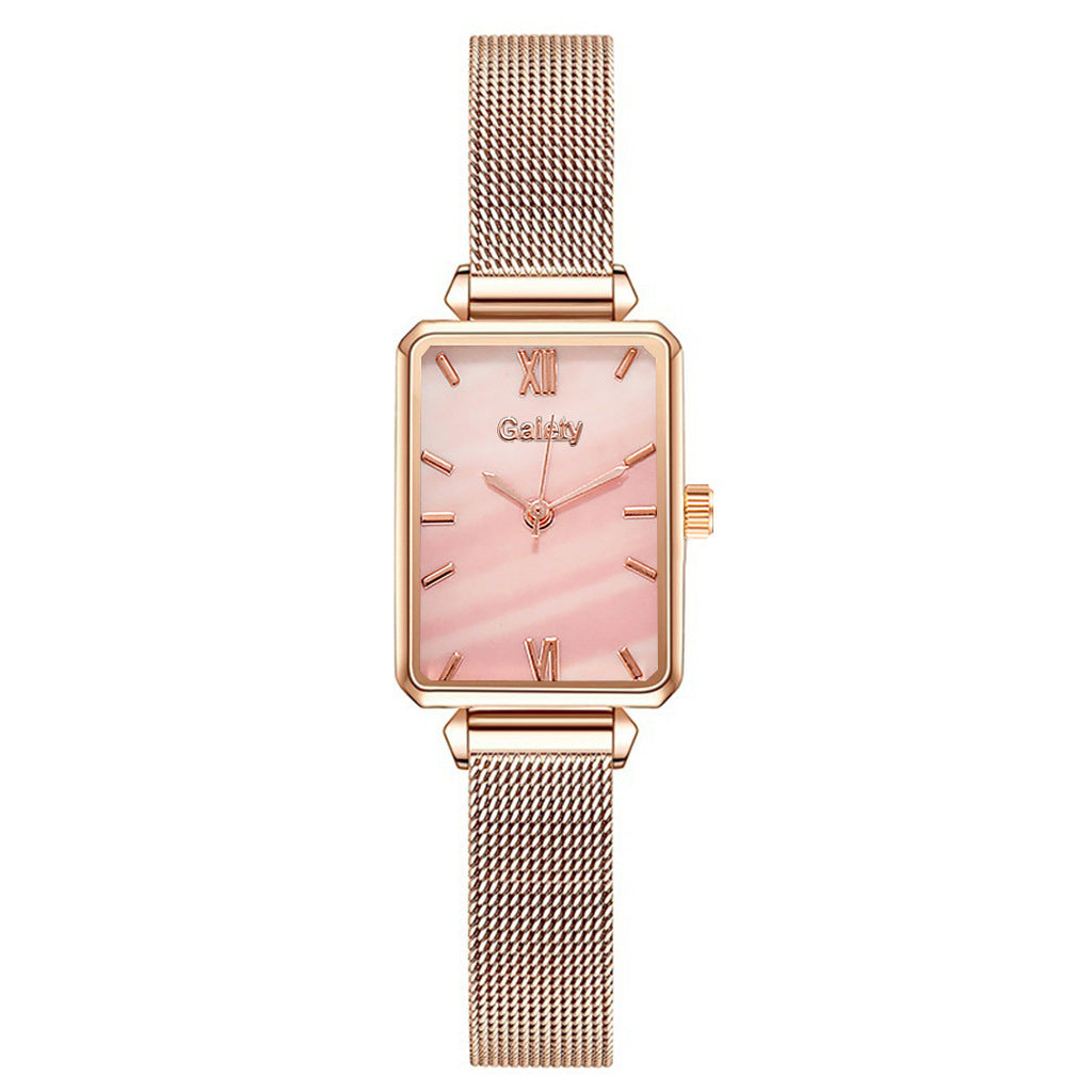 Alloy Mesh Belt Small Green Watch Korean Fashion Ladies Square Head Quartz Watch Limorista