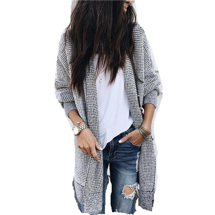 Ladies Fashion Plaid Woolen Cardigan Jacket Limorista