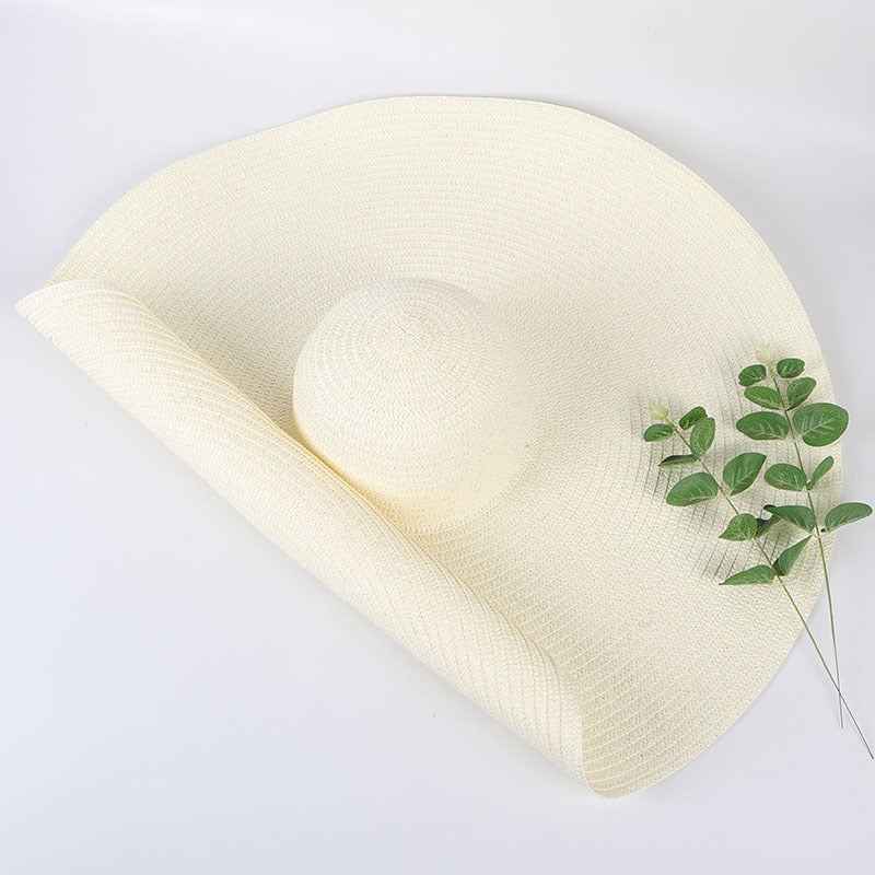 25CM Wide Brim Oversized Beach Hats For Women Large Straw Hat UV Protection Limorista
