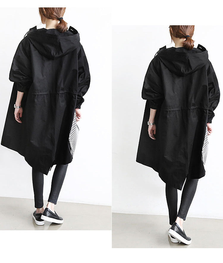 Women Windbreaker Jacket Casual Loose Button Pockets Hooded Quick Dry Windproof Waterproof Clothes For Outdoor Hiking Camping Limorista