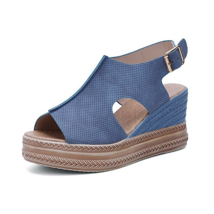 Peep Toe Sandals Women Wedge Heel Platform Buckle Shoes Summer Limorista
