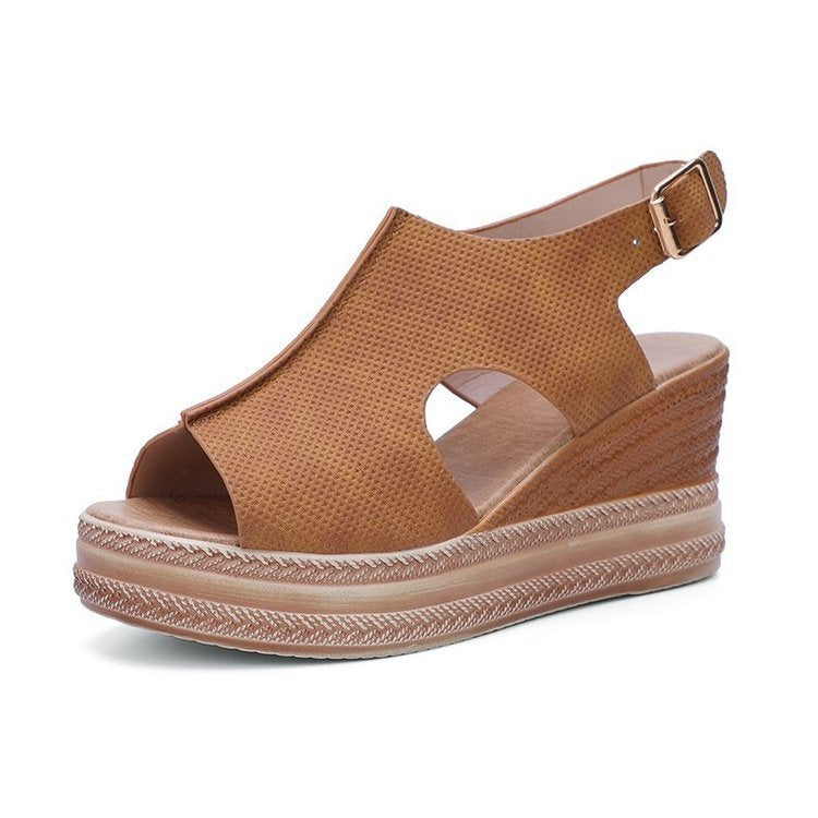 Peep Toe Sandals Women Wedge Heel Platform Buckle Shoes Summer Limorista
