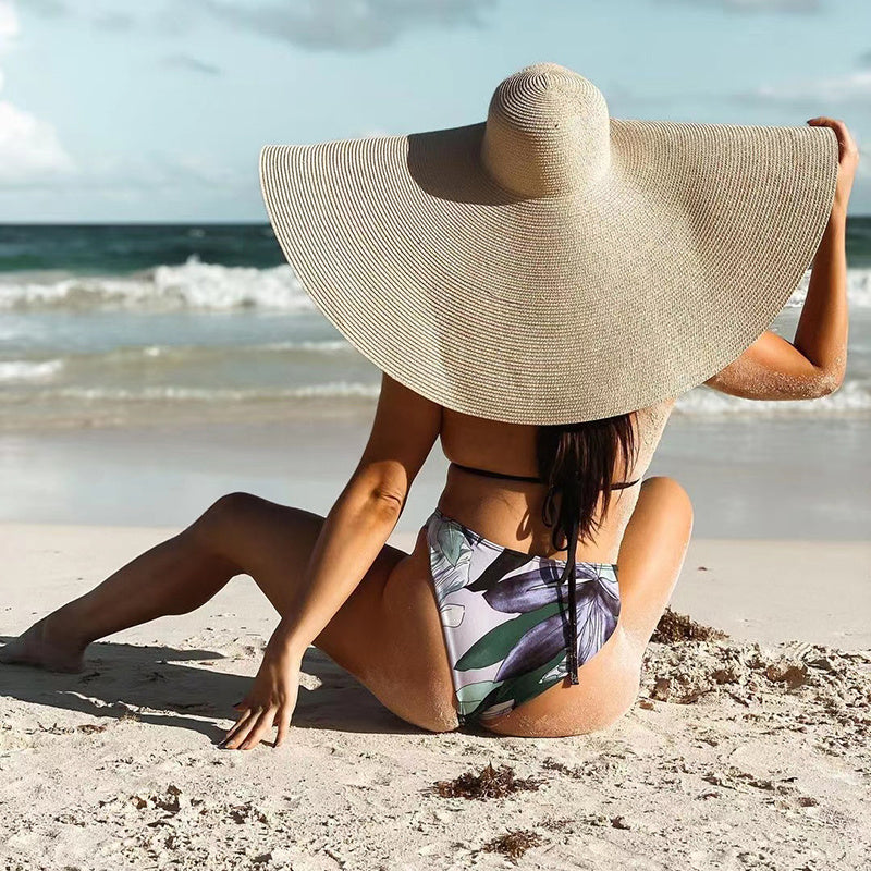 25CM Wide Brim Oversized Beach Hats For Women Large Straw Hat UV Protection Limorista