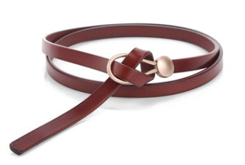 Thin Belt Ladies Fashion Dress With Two-Layer Cowhide Knotted Belt Factory Direct Supply One Generation Belt Limorista