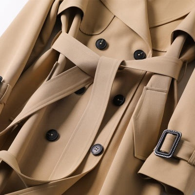 Double-breasted Mid-length Tie Trench Coat Limorista
