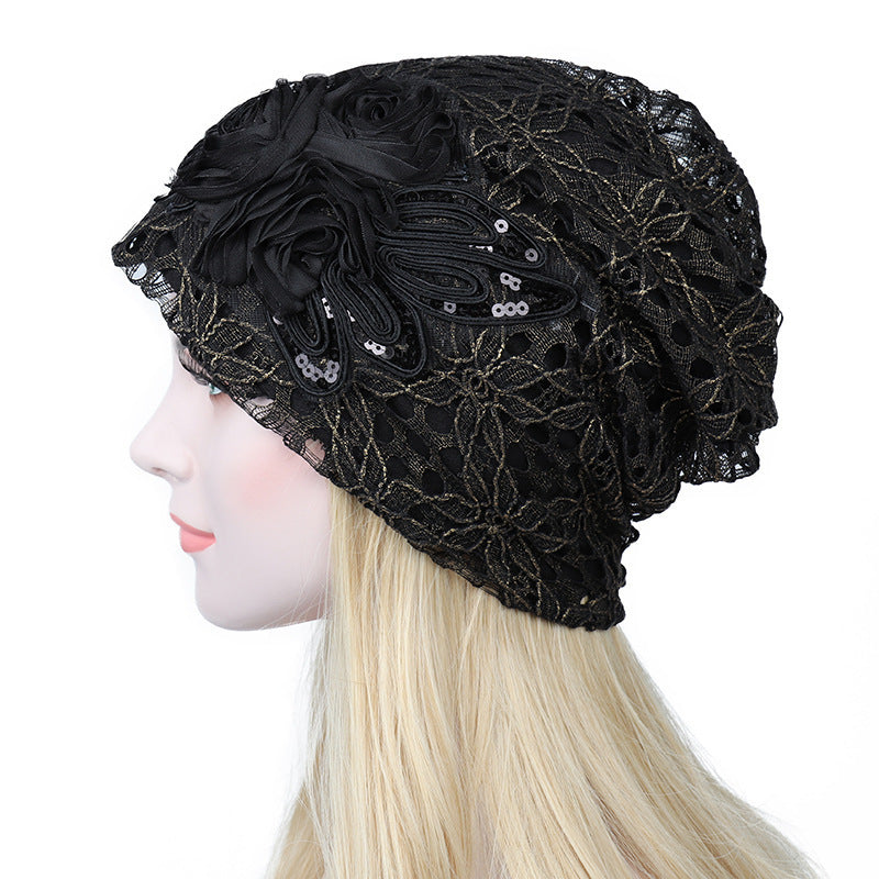 Ladies Double-layer Hollow Lace Confinement Hat Limorista