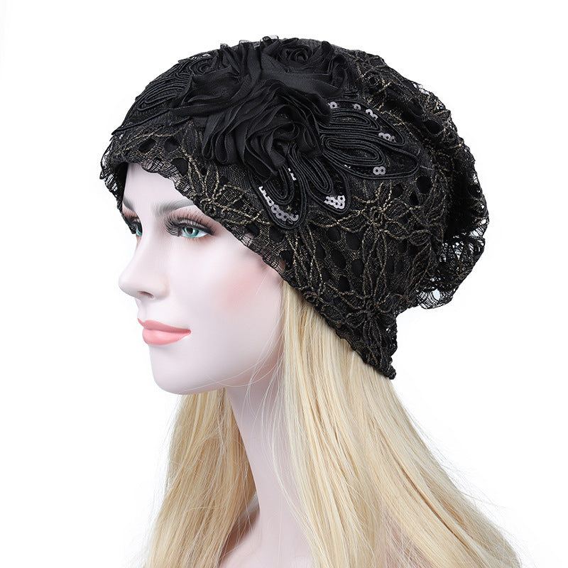 Ladies Double-layer Hollow Lace Confinement Hat Limorista