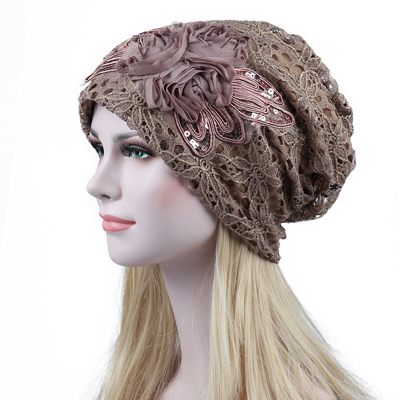 Ladies Double-layer Hollow Lace Confinement Hat Limorista