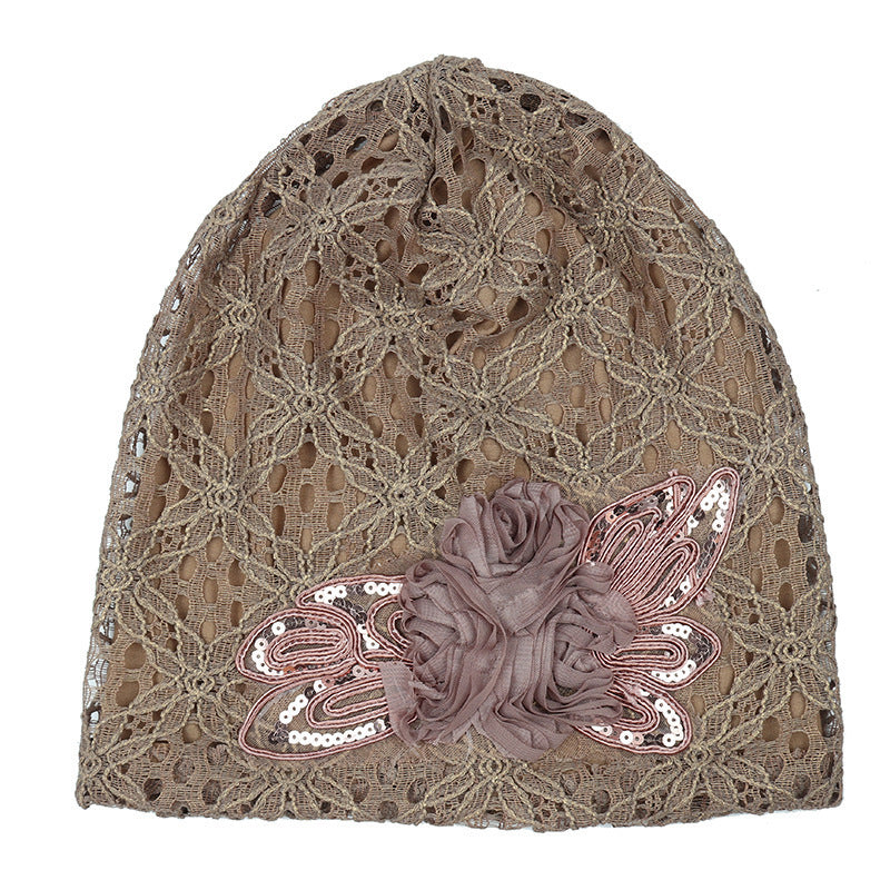 Ladies Double-layer Hollow Lace Confinement Hat Limorista