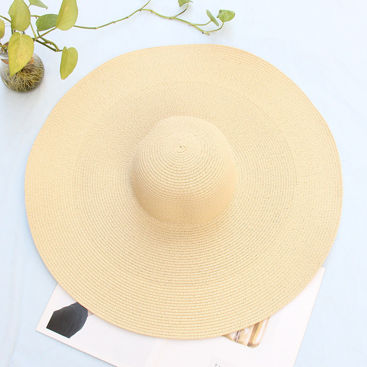 25CM Wide Brim Oversized Beach Hats For Women Large Straw Hat UV Protection Limorista
