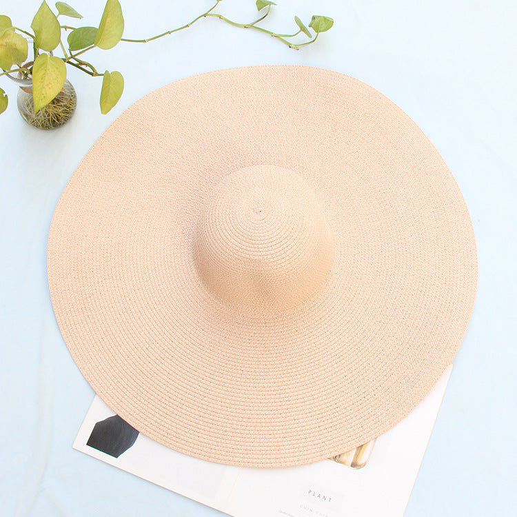 25CM Wide Brim Oversized Beach Hats For Women Large Straw Hat UV Protection Limorista