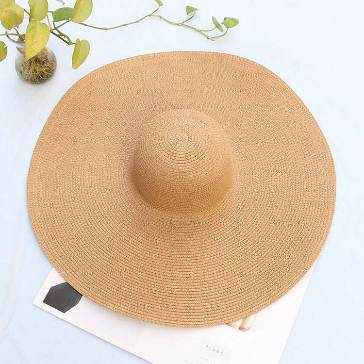 25CM Wide Brim Oversized Beach Hats For Women Large Straw Hat UV Protection Limorista