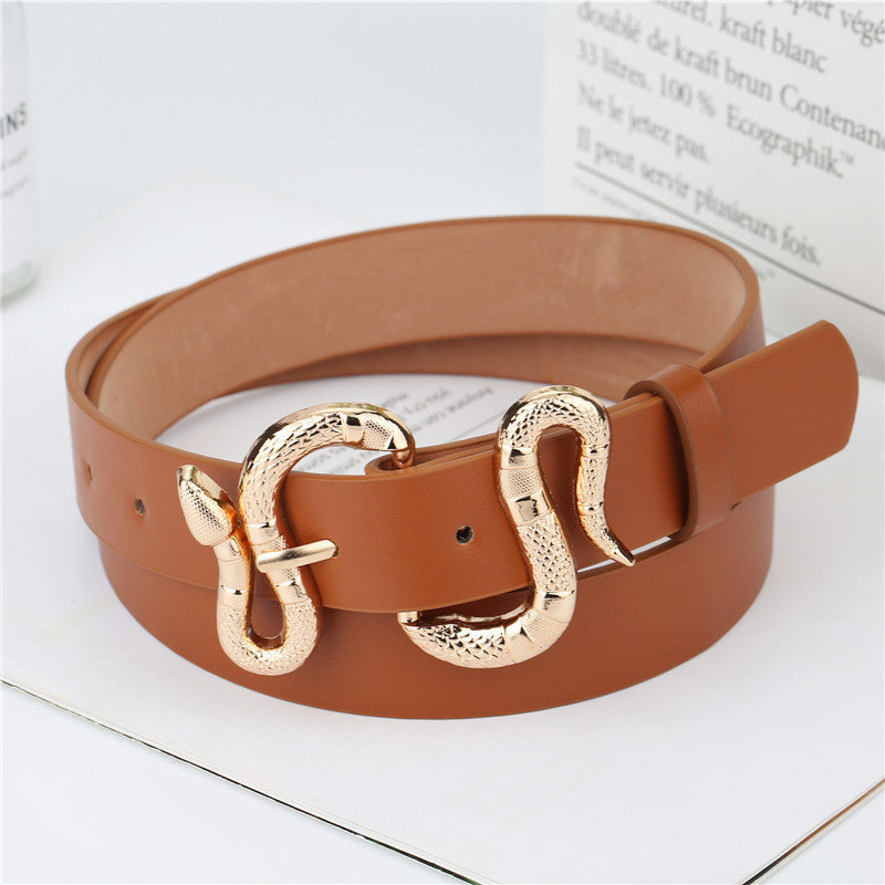 Fashion Snake Buckle Pu Belt All-Match Simple Jeans Suit Belt Limorista