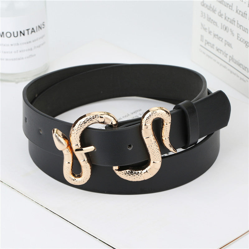 Fashion Snake Buckle Pu Belt All-Match Simple Jeans Suit Belt Limorista