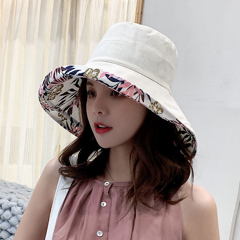 Net Red Fisherman Hat Ins Hat Female Japanese Wild Summer Korean Version Of The Tide Double-Sided Sun Hat Travel Cover Face Sun Hat Limorista