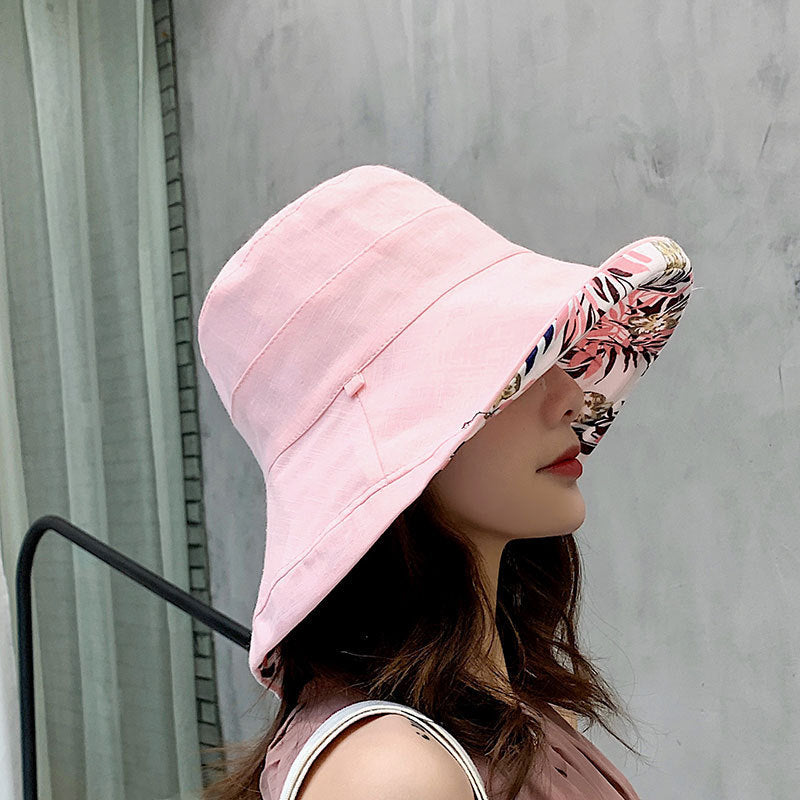 Net Red Fisherman Hat Ins Hat Female Japanese Wild Summer Korean Version Of The Tide Double-Sided Sun Hat Travel Cover Face Sun Hat Limorista