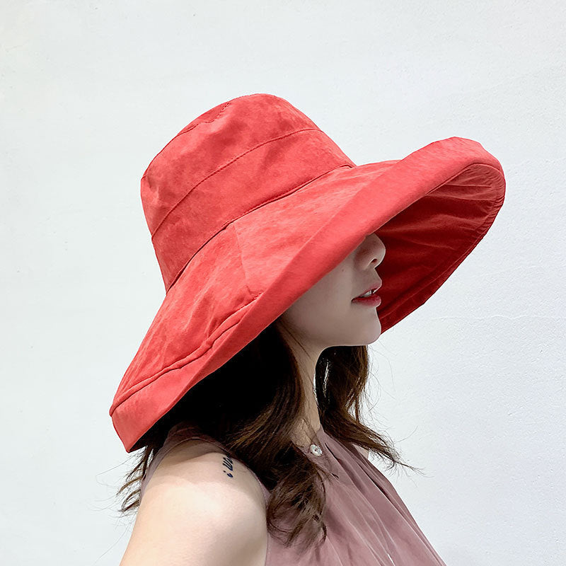 Net Red Fisherman Hat Ins Hat Female Japanese Wild Summer Korean Version Of The Tide Double-Sided Sun Hat Travel Cover Face Sun Hat Limorista