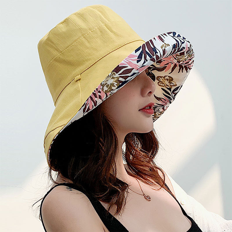 Net Red Fisherman Hat Ins Hat Female Japanese Wild Summer Korean Version Of The Tide Double-Sided Sun Hat Travel Cover Face Sun Hat Limorista