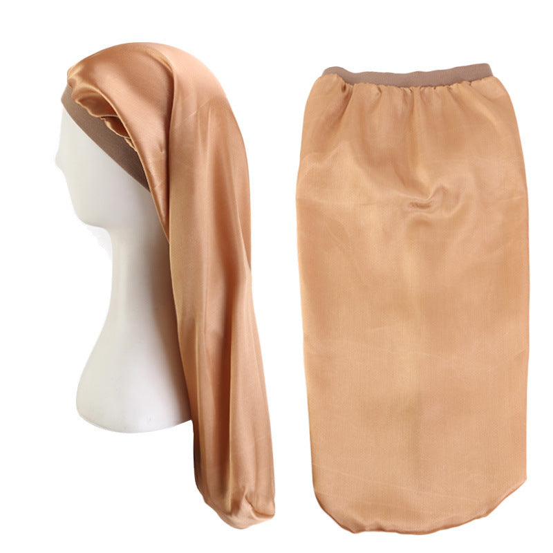 New High Elastic Wide Side Long Tube Satin Night Cap Long Hair Braid Hair Care Hat Limorista