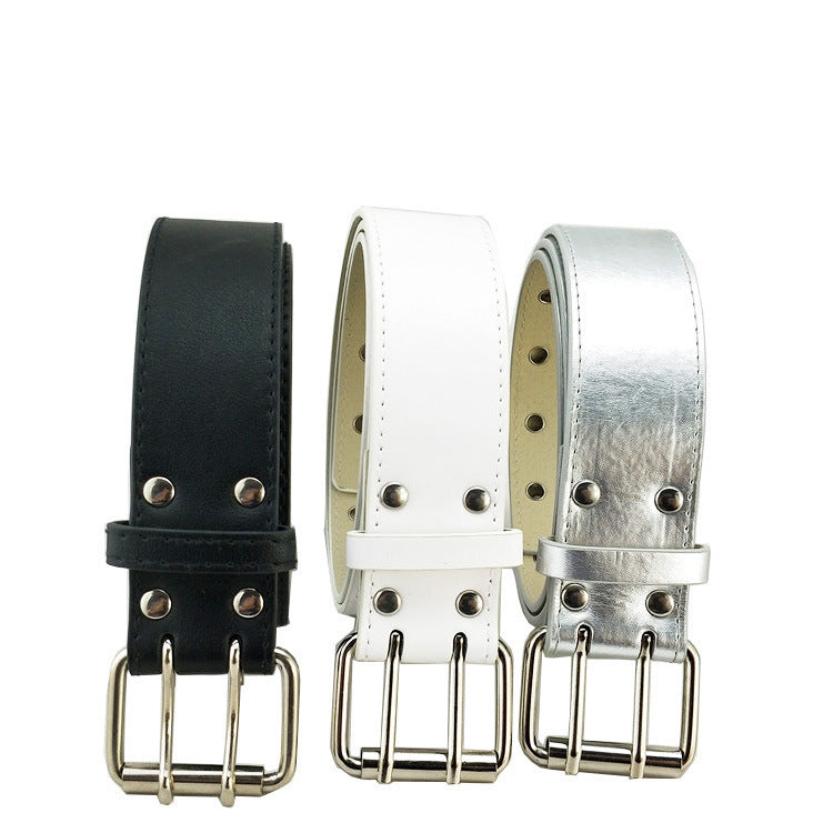 Eyelet Belt Punk Double Row Pin Buckle Belt Limorista