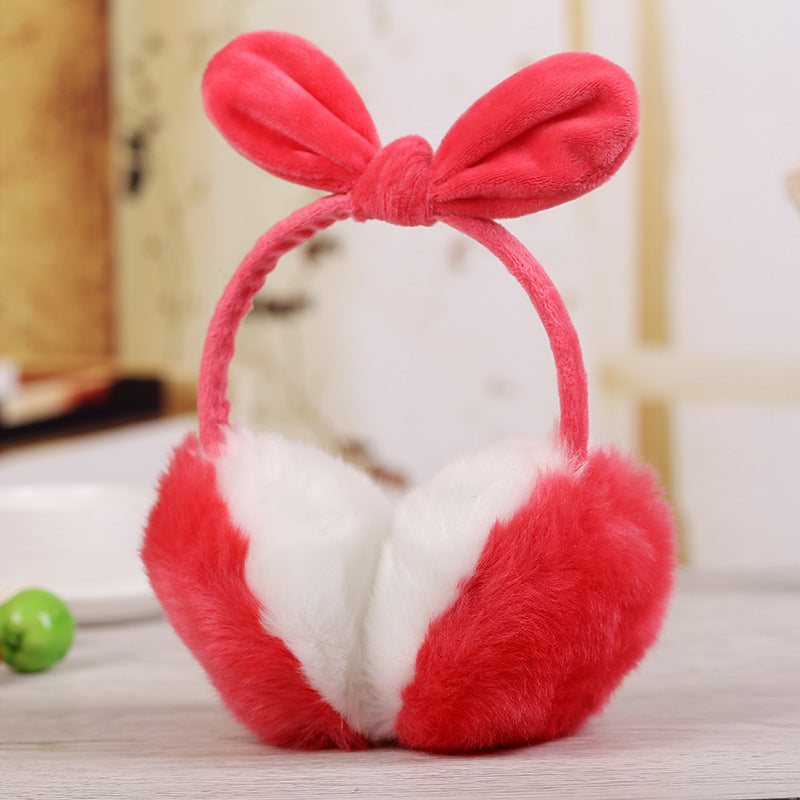 New Cute Rabbit Ears Bowknot Earmuffs For Ladies Winter Rabbit Fur Earmuffs Limorista