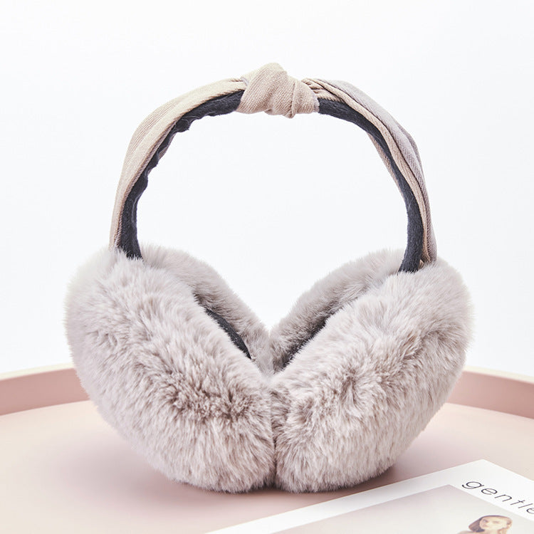 New Cute Rabbit Ears Bowknot Earmuffs For Ladies Winter Rabbit Fur Earmuffs Limorista