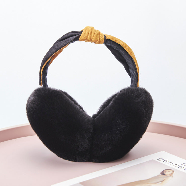 New Cute Rabbit Ears Bowknot Earmuffs For Ladies Winter Rabbit Fur Earmuffs Limorista