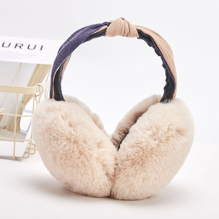 New Cute Rabbit Ears Bowknot Earmuffs For Ladies Winter Rabbit Fur Earmuffs Limorista