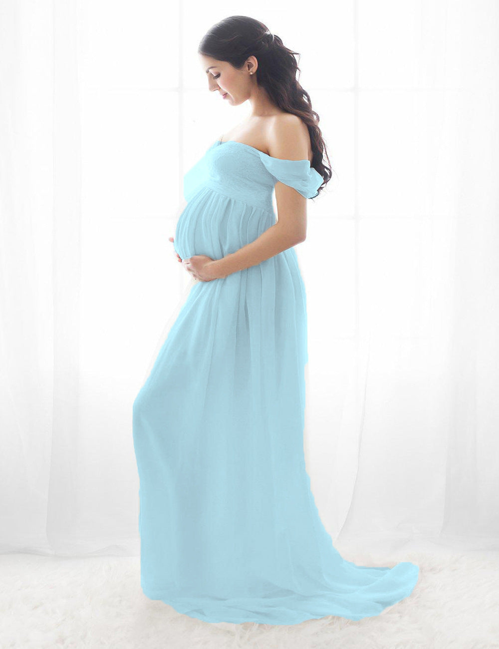 Maternity Photo Dress Front Mopping Foor Long Skirt Dress Limorista
