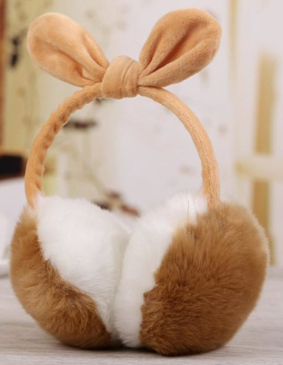 New Cute Rabbit Ears Bowknot Earmuffs For Ladies Winter Rabbit Fur Earmuffs Limorista