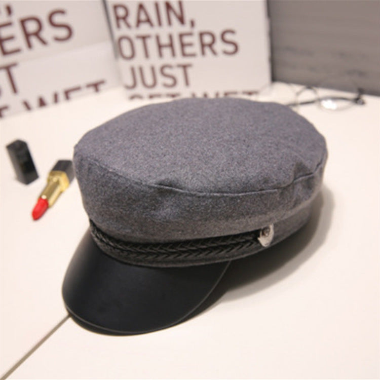 Korean Version Of Woolen Beret Retro Flat Navy Hat Cap Limorista