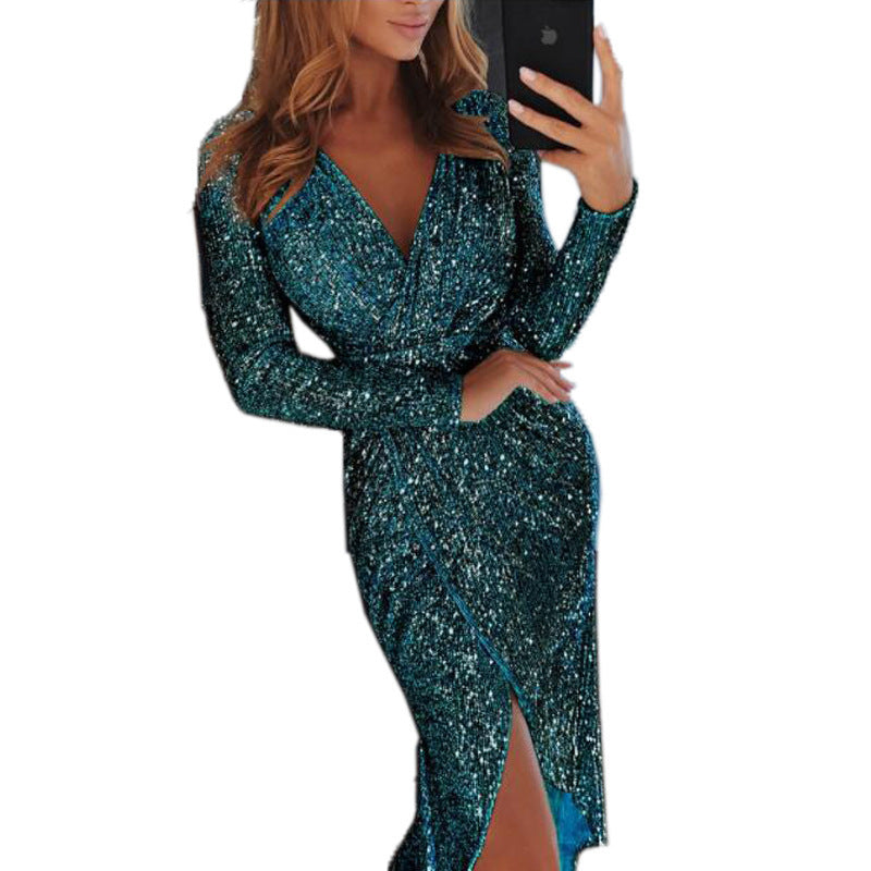 Women Clothes Bodycon Dresses New Ladies Bronzing Long-sleeved Limorista