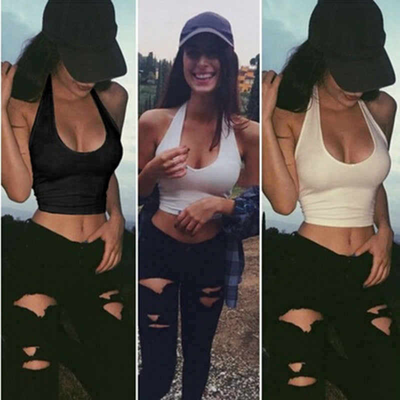 Summer Woman Halter Tops Crop Top White Sexy Vest Limorista