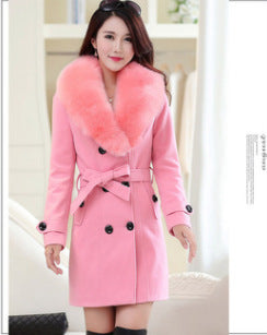Mid-length Winter Coat With Woolen Collar And Double-breasted Coat Limorista