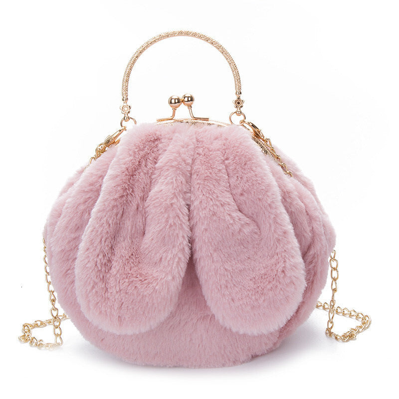Plush Bag Faux Fur Rabbit Ear Clip Limorista