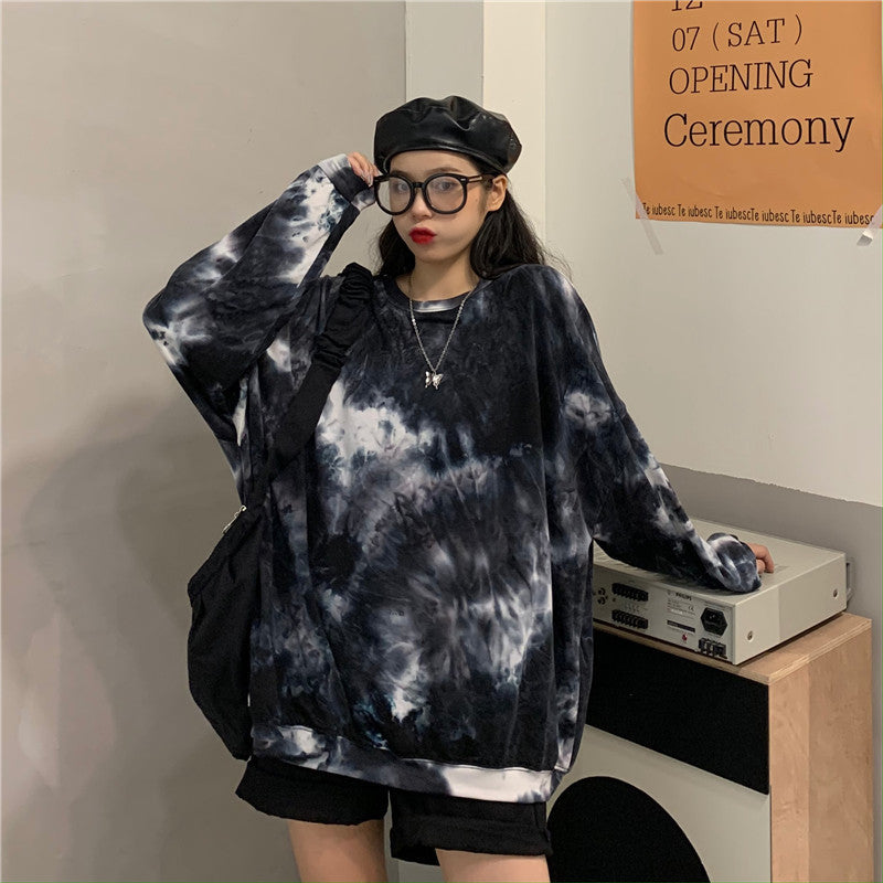 Gradient Tie-dye Long-sleeved T-shirt Women Limorista