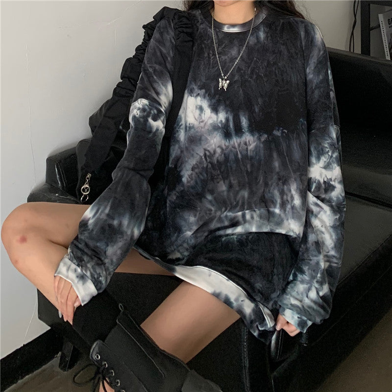 Gradient Tie-dye Long-sleeved T-shirt Women Limorista