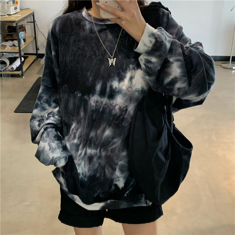 Limorista - Gradient Tie-dye Long-sleeved T-shirt Women