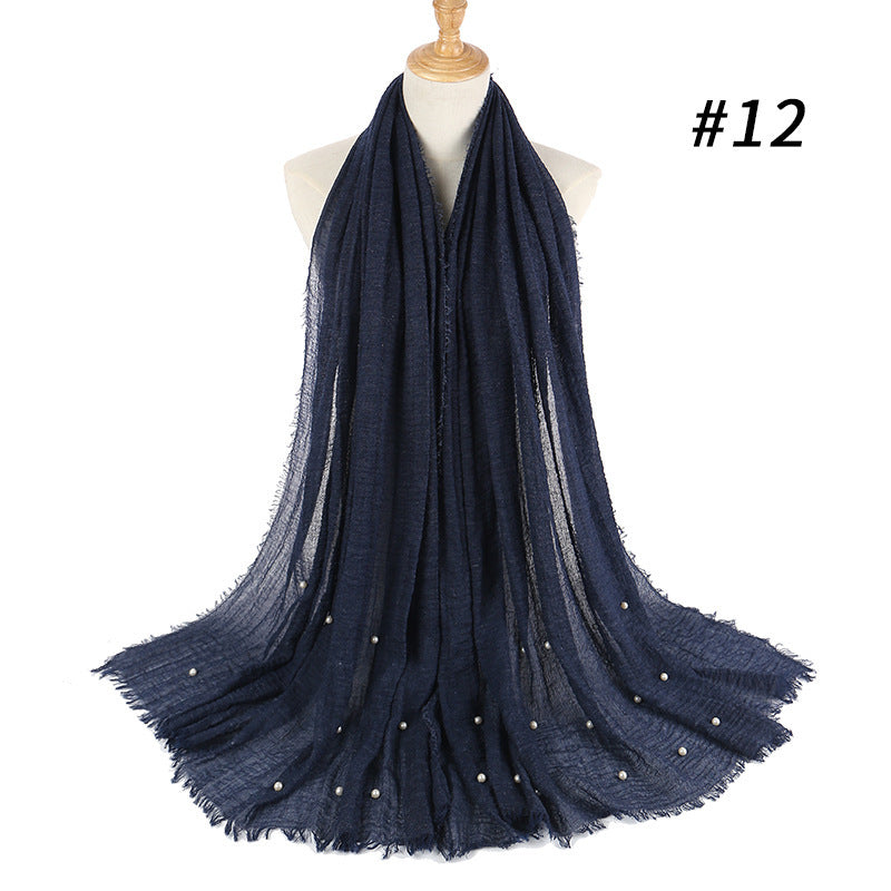 Cotton and linen crumpled monochrome scarf Limorista