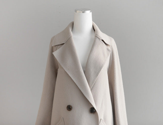 Korean Style Temperament Mid-length Over-the-knee Double-sided Cashmere Woolen Coat Limorista