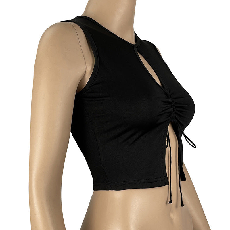 Exposed Neckline Split Hang Rope Women&