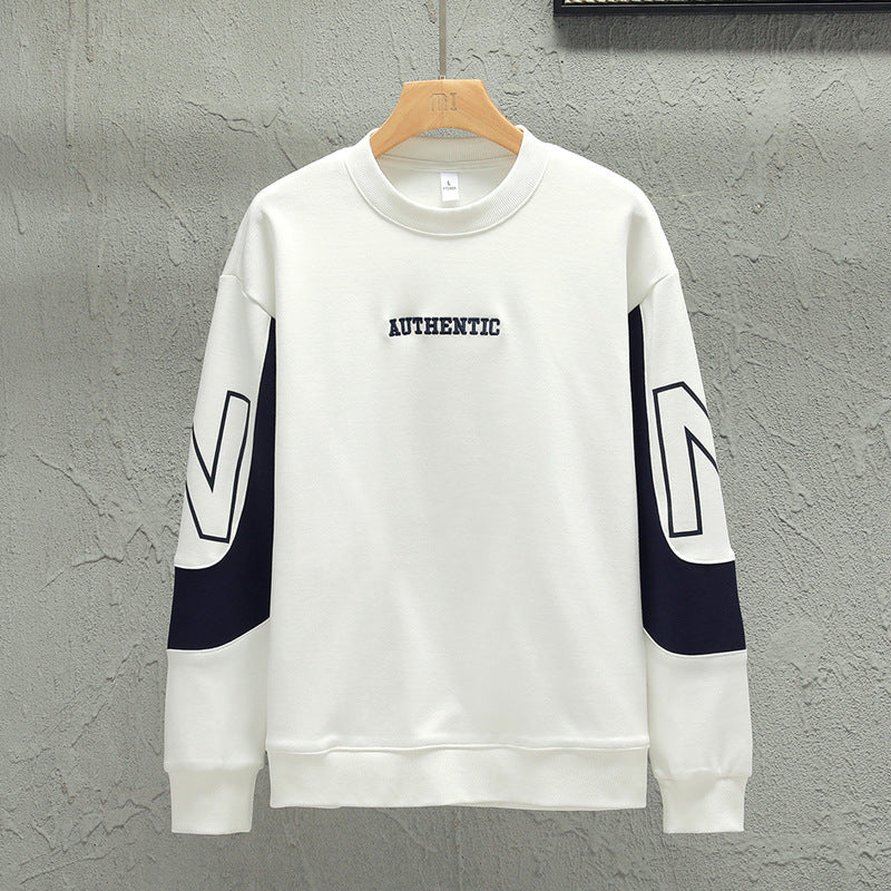 Loose Color Matching Round Neck Long Sleeve T-shirt Casual Top