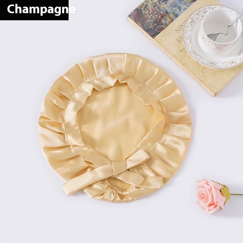 Encrypted Satin Silk Plain Satin Confinement Household Hair Care Lace-up Nightcap Limorista