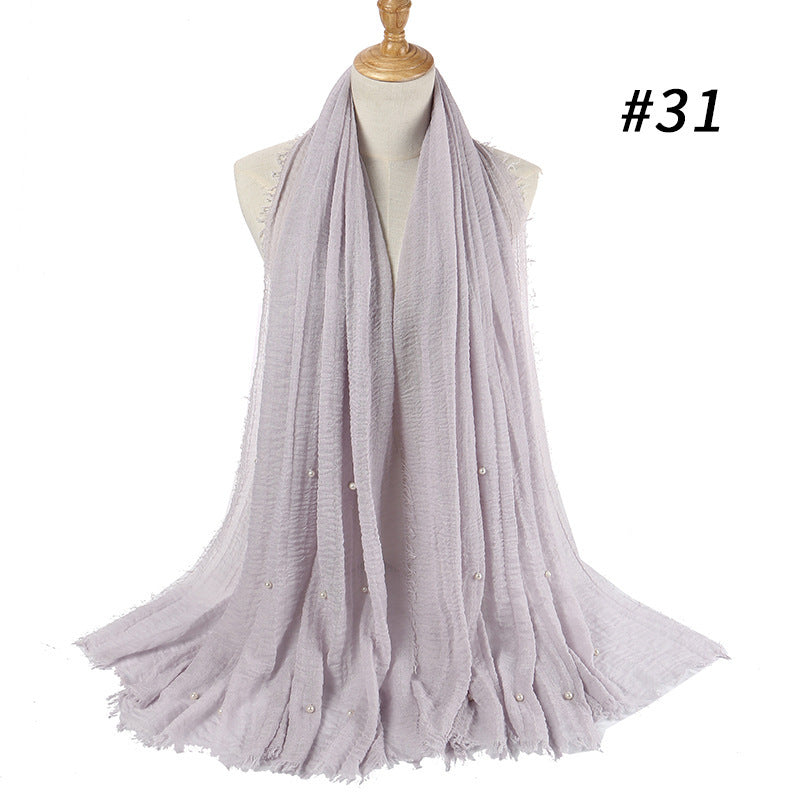 Cotton and linen crumpled monochrome scarf Limorista