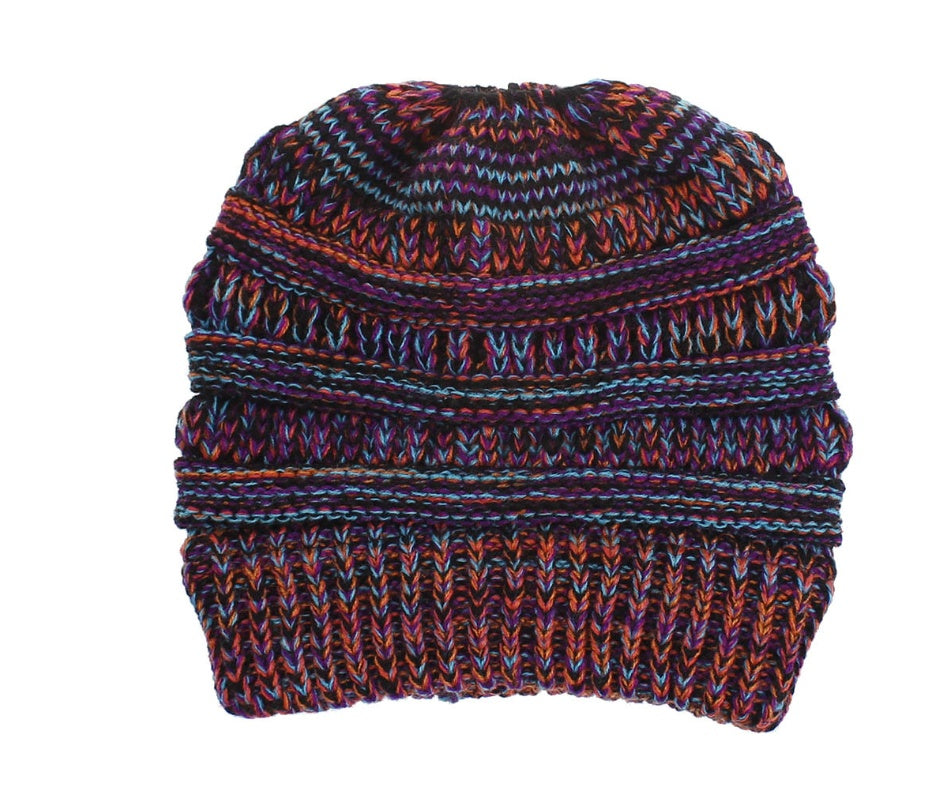 Mixed Color Knitted Wool Hat Ladies Non-labeled Ponytail Hat Limorista