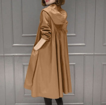 Korean Style Hooded Mid-Length Over-The-Knee Trench Coat Limorista