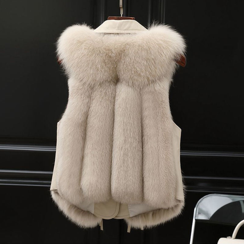 Fur Vest Short Coat Autumn And Winter New Patchwork Winter Fox Fur Jacket Women Short Artificial Fur Coat Elegant Female Warm Vest Limorista