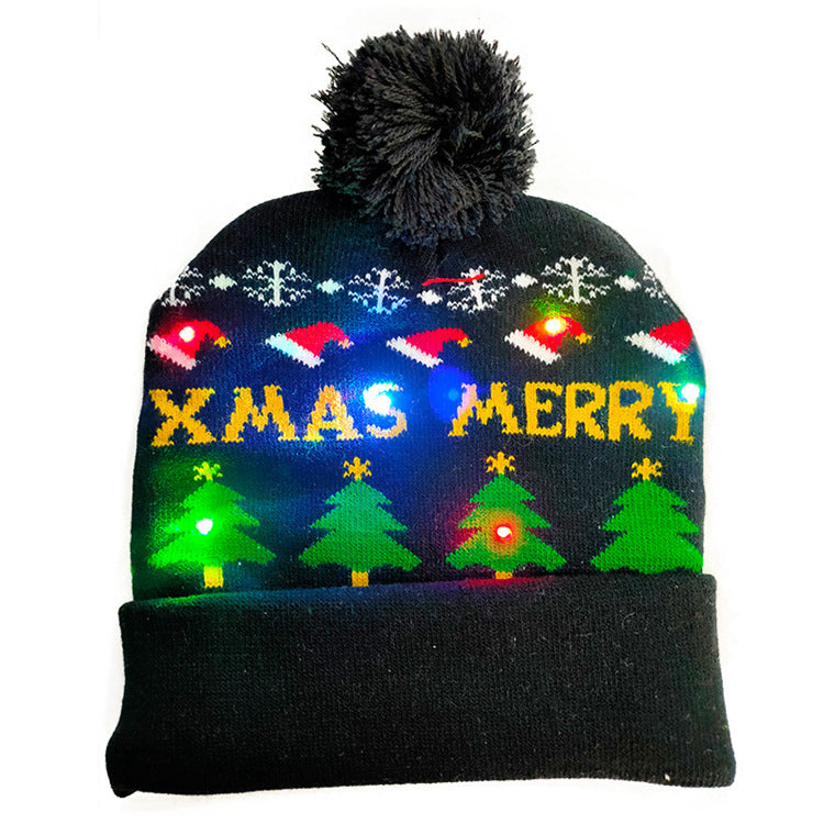 LED Christmas Hat Sweater Knitted Beanie Christmas Light Up Knitted Hat Christmas Gift Kids Xmas New Year Decorations Limorista