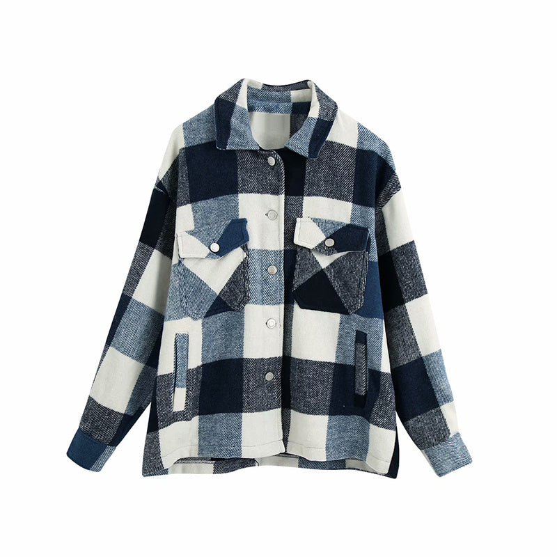 Ladies casual plaid shirt jacket Limorista